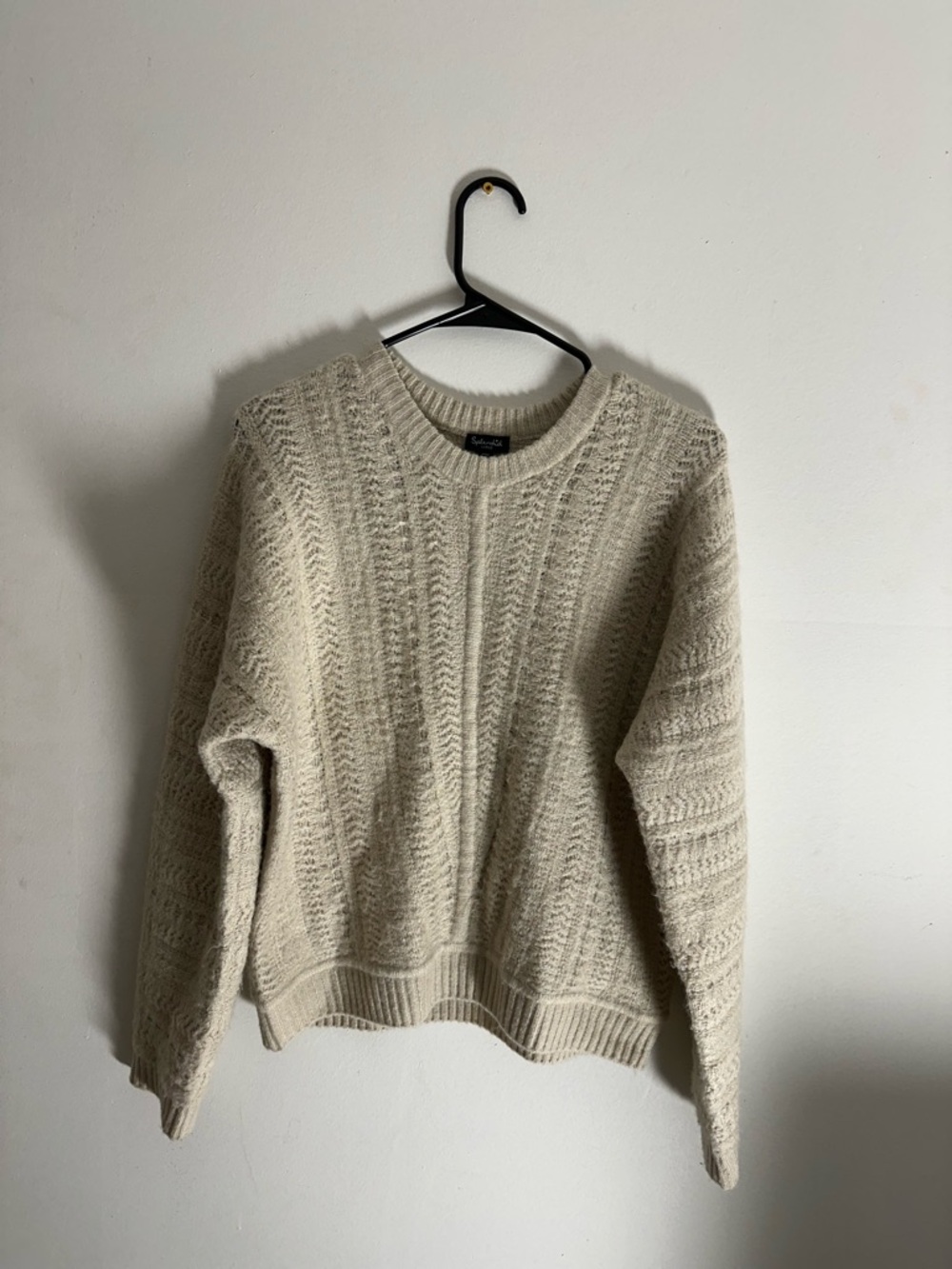 Splendid Cream Cable Knit Crewneck Sweater